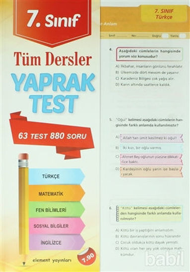 Picture of 7. Sınıf Tüm Dersler Yaprak Test