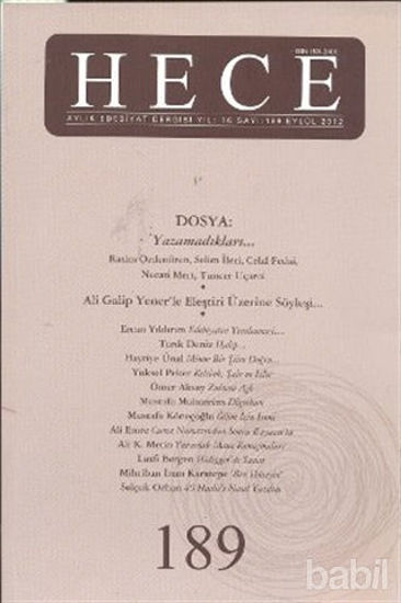 Picture of Hece Aylık Edebiyat Dergisi Sayı: 189