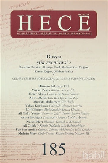 Picture of Hece Aylık Edebiyat Dergisi Sayı: 185 Mayıs 2012