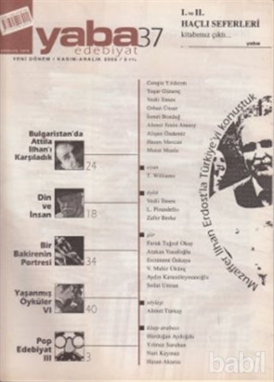 Picture of Yaba Edebiyat Dergisi Sayı: 37