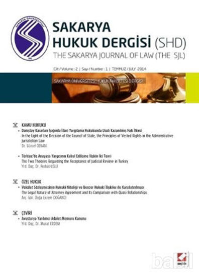 Picture of Sakarya Üniversitesi Hukuk Fakültesi Dergisi Cilt:2 - Sayı:1 Temmuz 2014
