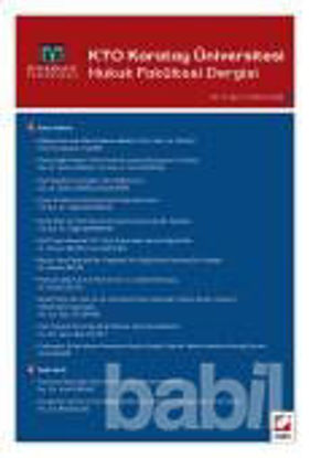 Picture of KTO Karatay Üniversitesi Hukuk Fakültesi Dergisi Cilt: 1 Sayı: 2 Temmuz 2016