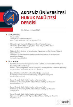 Picture of Akdeniz Üniversitesi Hukuk Fakültesi Dergisi Cilt: 7 - Sayı: 2 Aralık 2017