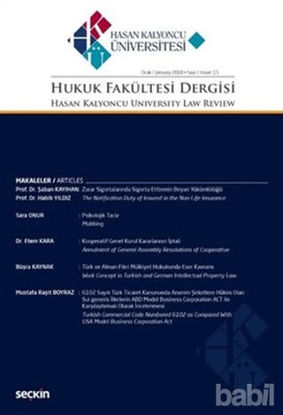 Picture of Hasan Kalyoncu Üniversitesi Hukuk Fakültesi Dergisi Sayı: 15
