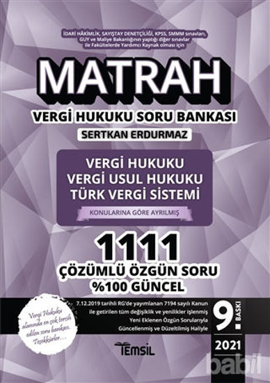 Picture of Matrah Soru Bankası Vergi Hukuku Vergi Usul Hukuku Türk Vergi Sistemi