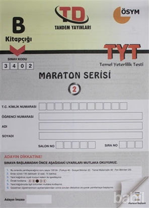 Picture of B Kitapçığı 3402 Maraton Serisi TYT Temel Yeterlilik 2. Deneme Sınavı