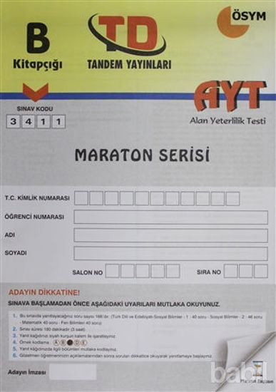 Picture of B Kitapçığı 3411 Maraton Serisi TYT Temel Yeterlilik Deneme Sınavı